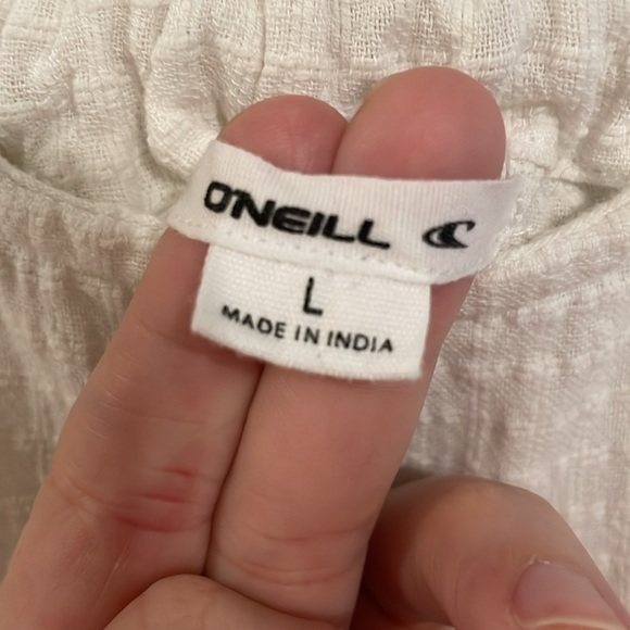 O'Neill Women's Babydoll Dress Large White 100% Cotton Gingham Print Coastal - Picture 11 of 16